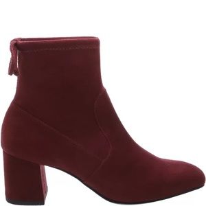 Arezzo Velvet Skinny Short Lace-Up Boot Wine - Size 37 - G85-17